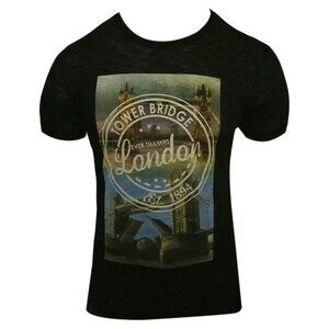 NWT LONDON ENGLAND MEN'S BLACK CREW NECK SHORT SLEEVE T-SHIRT SIZE M L